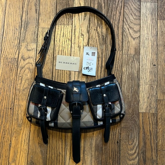 Authentic Burberry beige/black quilted house, check canvas and leather - Picture 1 of 8